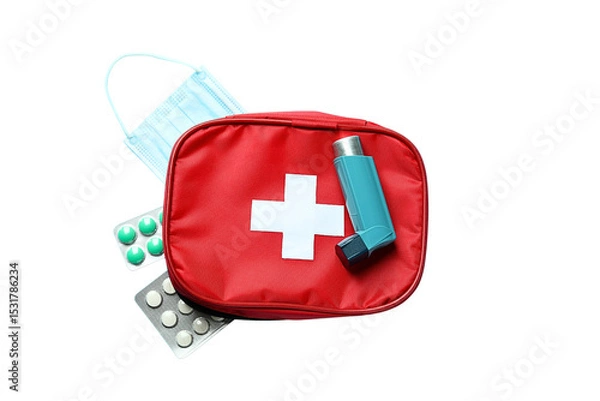 Obraz Vital health emergency supplies, isolated on white, PNG