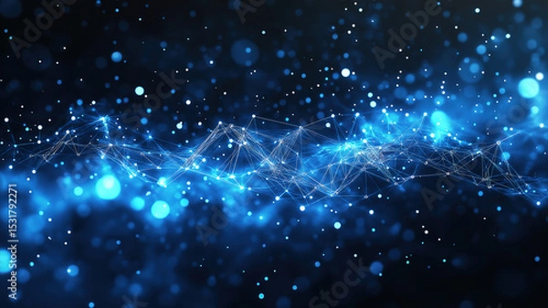 Obraz Blue Digital Space With Futuristic Connected Computers Showing High Speed Data Transmission