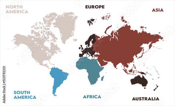 Fototapeta World map graphics-13, modern world map graphic, Countries Silhouettes Stock Illustrations, Vectors