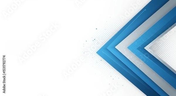 Fototapeta Abstract geometric design with layered blue and gray arrows