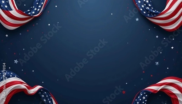 Fototapeta American flag design on blue background for 4 th july banner template