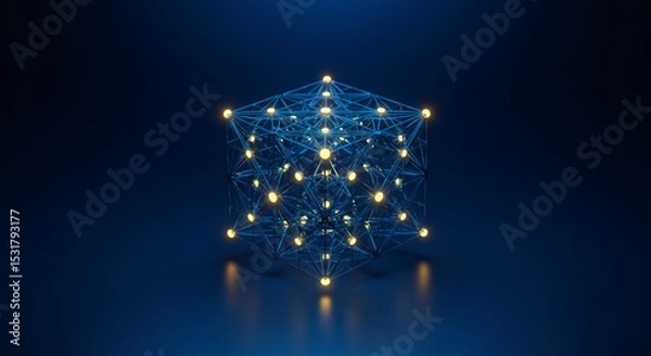 Fototapeta Abstract glowing cube network