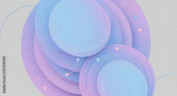 Fototapeta Abstract layered circles in pastel colors