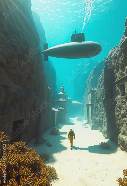 Fototapeta Submerged Secrets Exploring a Sunken Village