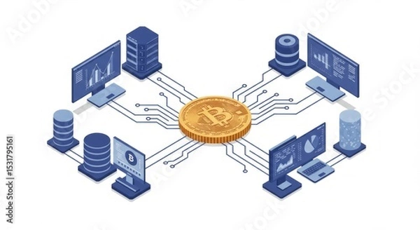 Fototapeta Bitcoin network infrastructure (1)