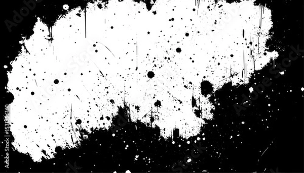 Fototapeta Grunge Ink Drip Splatter Texture Background in Black and White