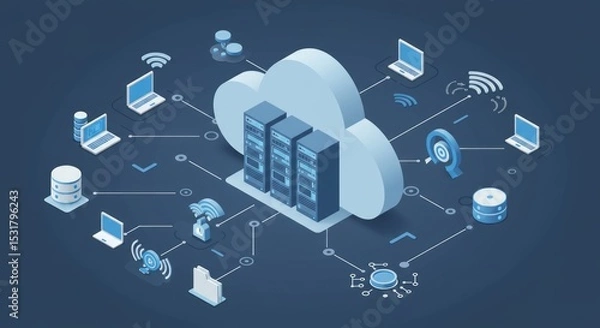 Fototapeta Cloud computing network illustration (1)