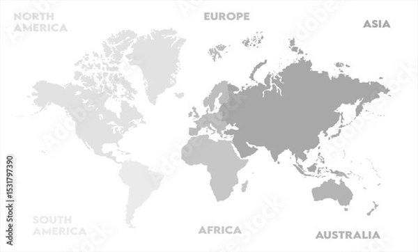 Fototapeta Continental map-10,  world map, modern world map graphic, Countries Silhouettes Stock Illustrations, Vectors