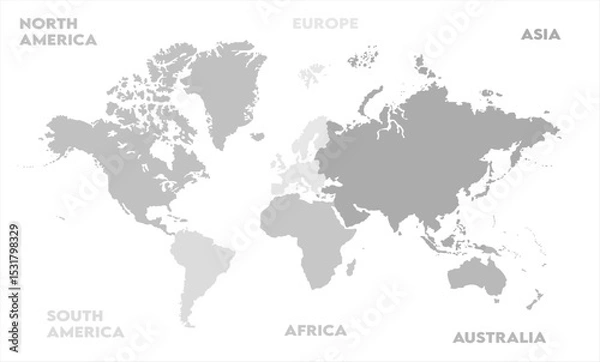 Fototapeta grayscale map-04,  world map, modern world map graphic, Countries Silhouettes Stock Illustrations, Vectors