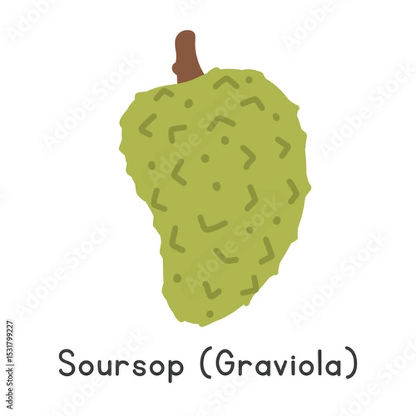 Fototapeta Soursop flat vector illustration. Soursop or Graviola cartoon clipart style isolated on white background. Tropical and Exotic fruit concept