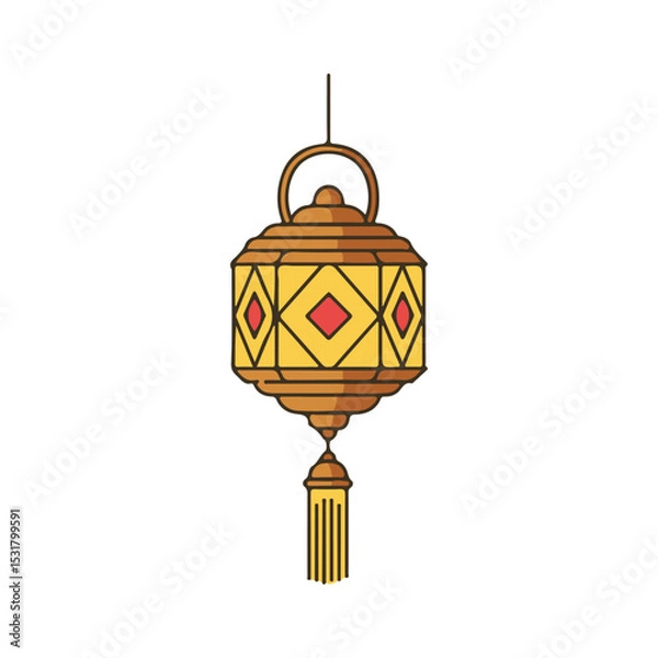 Obraz flat vector icon of religious festival asalha puja, Traditional Dharma Lantern, suitable for design and infographic applications