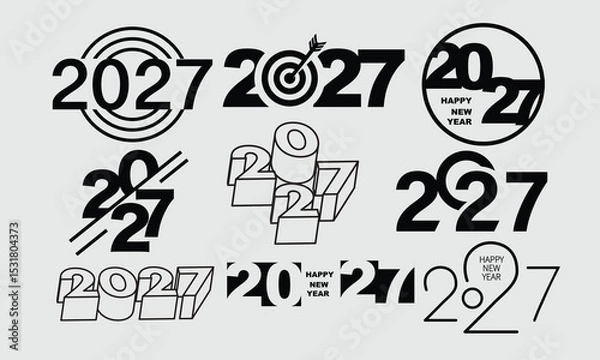 Fototapeta 2027 Happy New Year Background Design. Greeting Card, Banner, Poster. Vector Illustration.