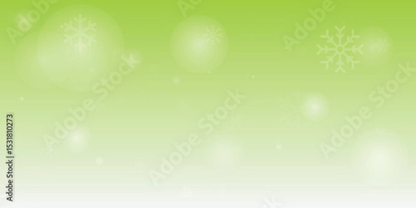 Fototapeta Winter background, snowflakes on a beautiful background, Christmas background for cards, snowfall. Snowy nature landscape, winter with gradient green