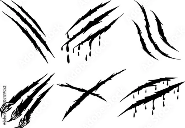 Obraz Vector Claw Marks Scratch Blood Set