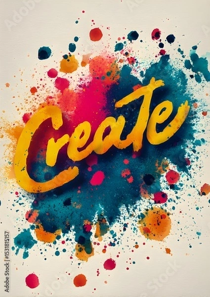 Obraz Colorful Splash with "Create" Text on Abstract Background