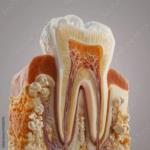 Obraz Cross-Section of a Human Tooth with Detailed Anatomy