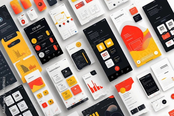 Fototapeta Collection of Modern Mobile App Interfaces