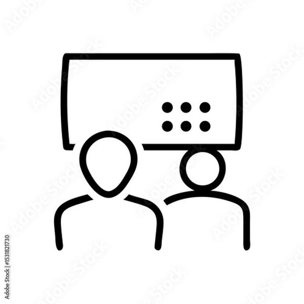 Fototapeta Two people watching presentation on projector screen  