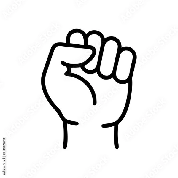 Fototapeta Fist symbol representing strength and unity in line art design  