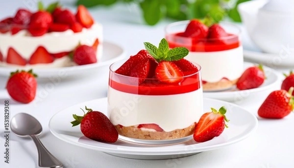 Obraz Delicious Strawberry Cheesecake Parfaits