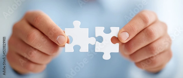 Fototapeta Connecting Puzzle Pieces Building Solutions and Collaboration