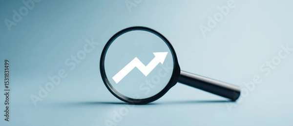 Fototapeta Business Growth Analysis with Magnifying Glass and Upward Trend