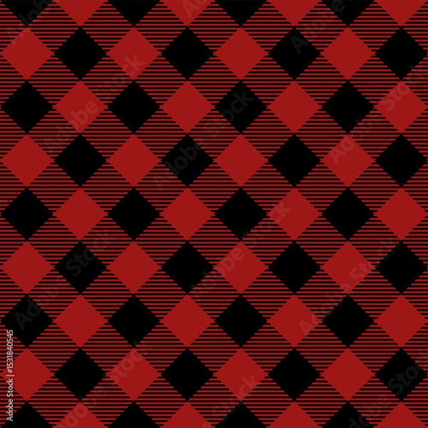 Obraz Fabric pattern, red and black checkered pattern, gift wrapping paper , seamless pattern 