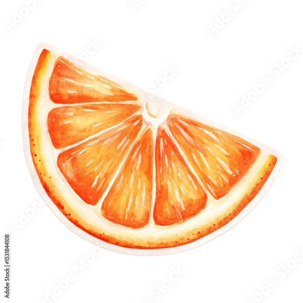 Fototapeta Vibrant Watercolor Illustration of a Juicy Orange Slice on a Clean Background