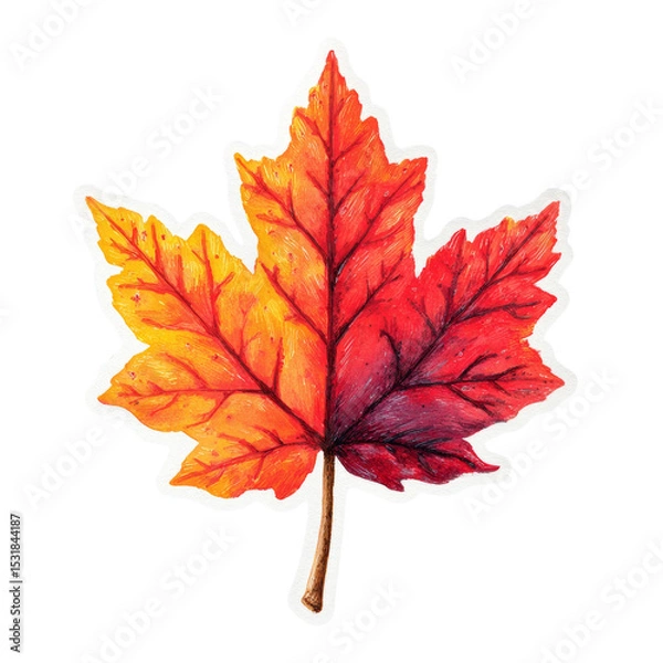 Fototapeta Autumn Foliage Delight: A Captivating Maple Leaf Displaying Rich Colors
