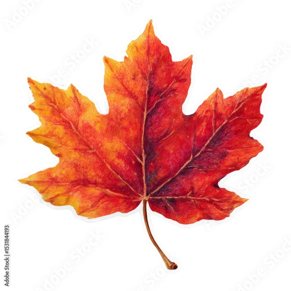 Fototapeta Captivating Autumnal Maple Leaf Isolated on a Pristine White Canvas Artwork