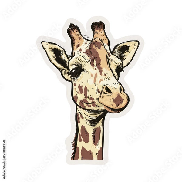 Fototapeta Stylized Giraffe Head Illustration with Detailed Spot Pattern and Gentle Expression