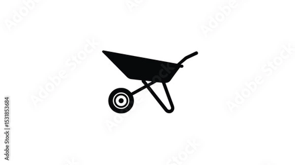 Fototapeta Wheelbarrow Icon: Vector Graphic for Construction, Gardening, and Farm Use