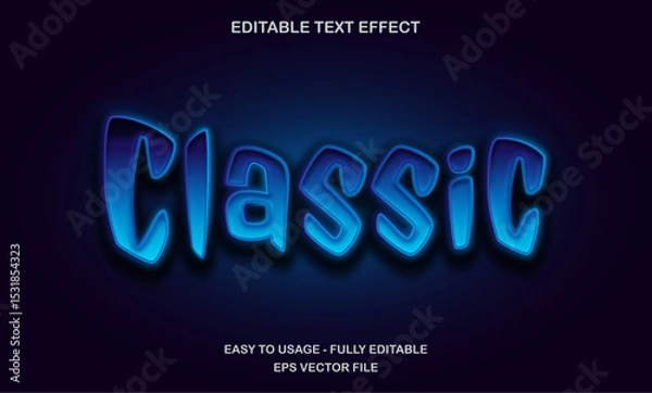Fototapeta Classic text, editable text effect template, 3d bold shiny blue effect, movie title style