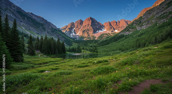 Fototapeta Colorado Day Serenity – Summer Reflections at Maroon Bells