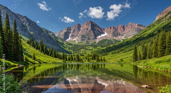 Fototapeta Colorado Day Serenity – Summer Reflections at Maroon Bells