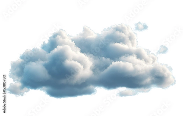 Fototapeta Realistic Fluffy White Clouds in Clear Blue Sky, isolated on transparent background