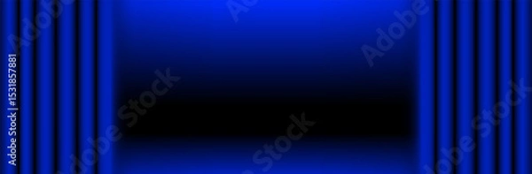 Fototapeta Dark blue stage theater background, exhibition stage, exhibition with blue curtain, modern vector, presentation banner