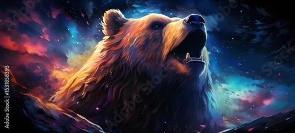 Obraz Galaxy Version of bear world, ai generative