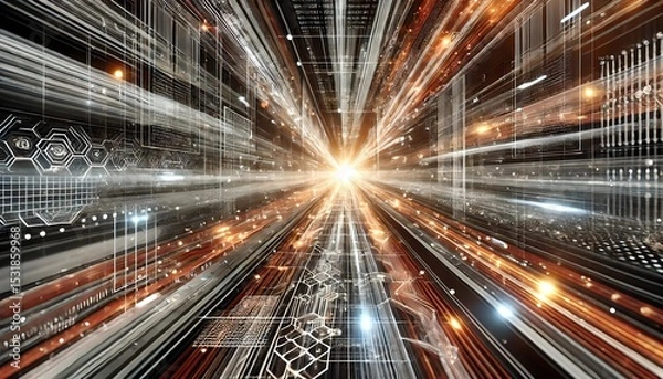 Fototapeta Data Stream into Bright Light