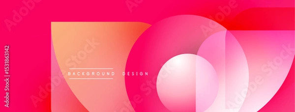 Fototapeta Abstract pink design. Overlapping circles create dynamic gradient effect. Text reads background design. Modern, vibrant visual.