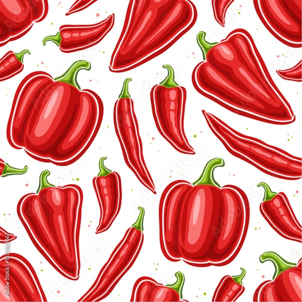 Obraz Vector Red Pepper Seamless Pattern