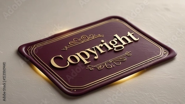 Fototapeta Copyright notice displayed on elegant sign creative studio graphic design professional environment close-up view intellectual property