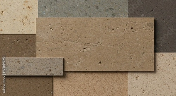 Fototapeta A collection of different colored bricks with a brown brick in the middle