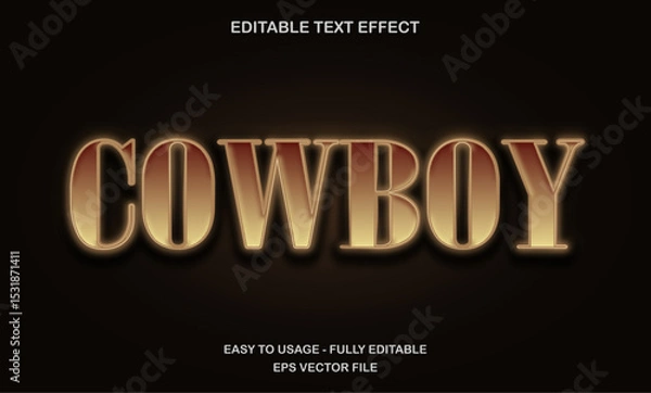 Fototapeta Cowboy Text, editable text effect template, vintage movie title text style