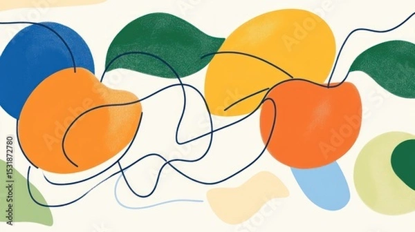 Obraz Abstract shapes, organic forms, flowing lines
