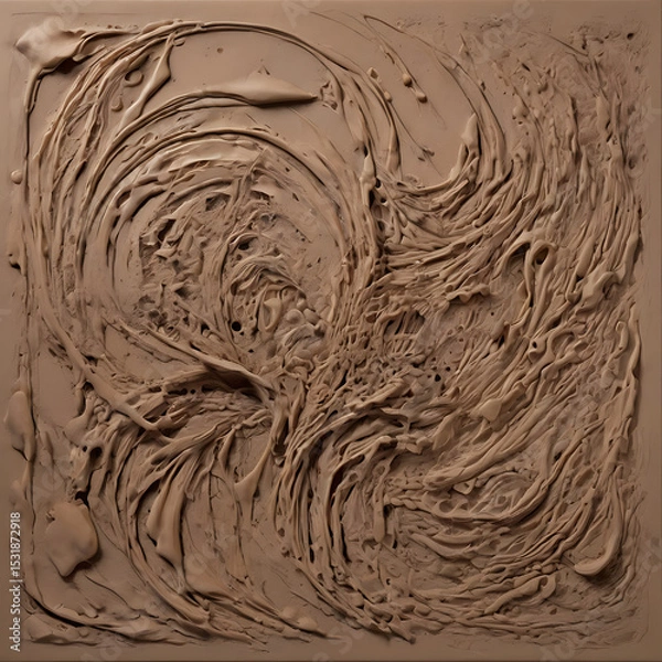 Fototapeta Elegant chaos visualized through the negative space left by erased brushstrokes on soft clay canvas, using only pressure marks and air pigment.