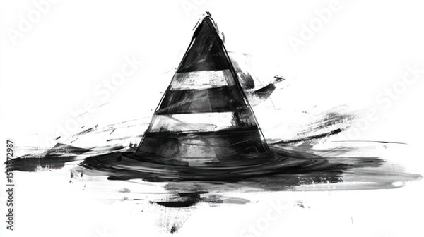 Obraz Black and white traffic cone, abstract style