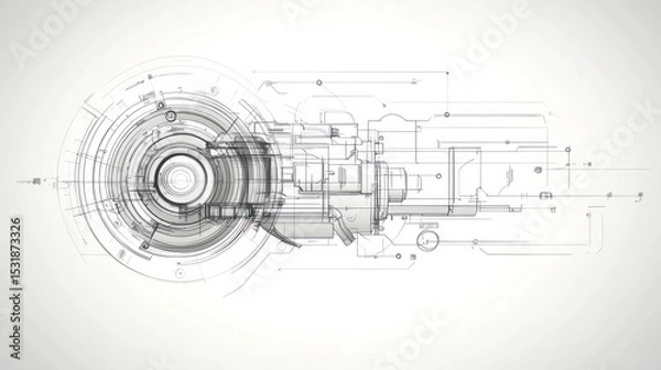 Obraz Abstract technical drawing of a machine part