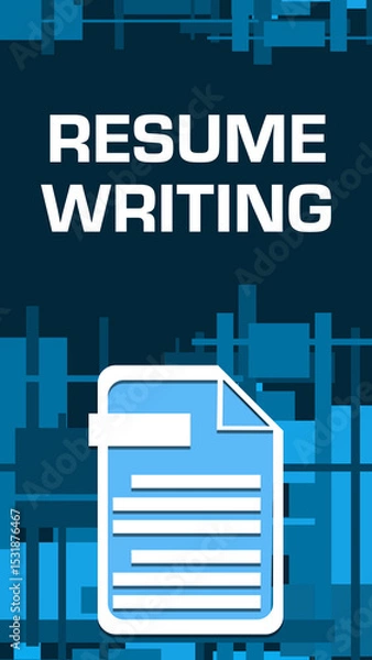 Obraz Resume Writing Blue Vertical Squares Texture Bottom File Symbol Text 