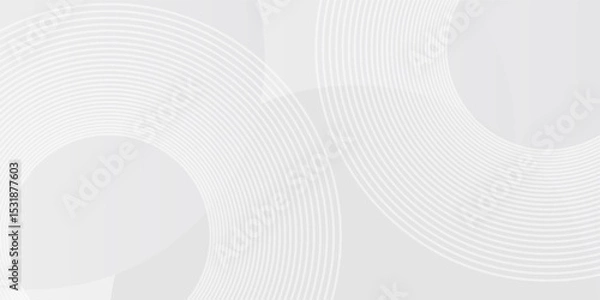 Fototapeta White geometric abstract background overlap layer on bright space with lines effect decoration. Modern graphic design element circles style concept for banner. vector eps 10